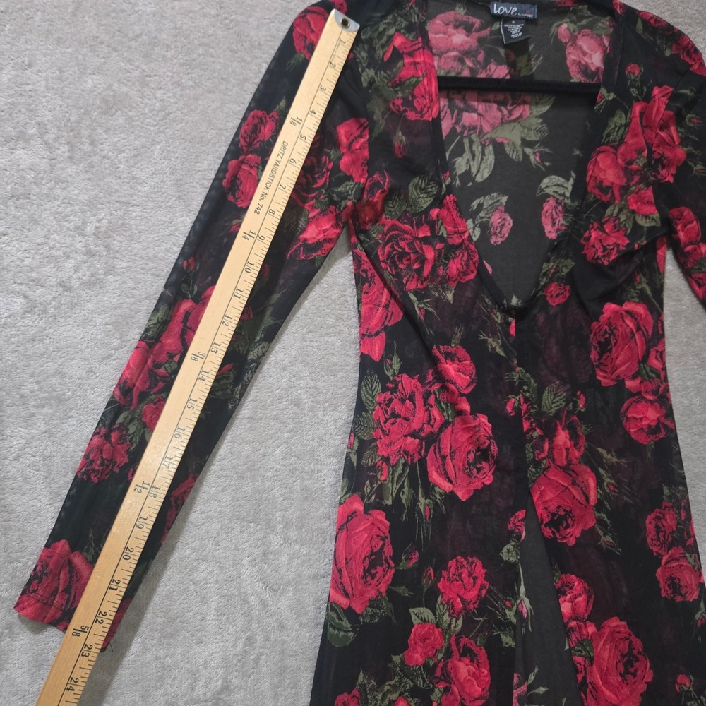 Love Tree Mesh Duster Cardigan Small Dark Floral Sheer Rose Goth Romantic Layer - Picture 10 of 12